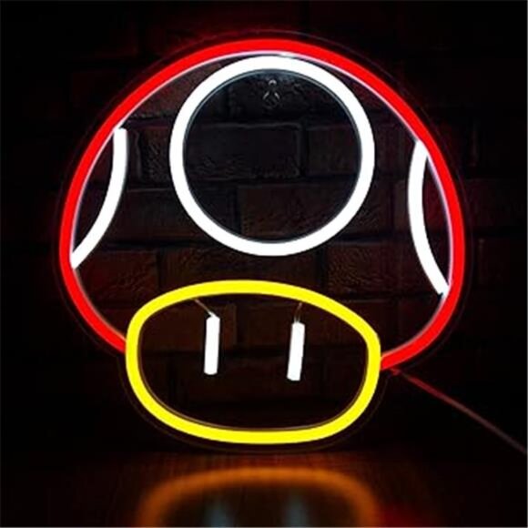 Super Mario Mushroom LED Neon Light Red Game Sign Room Decor Nintendo Retro NES - Picture 7 of 7